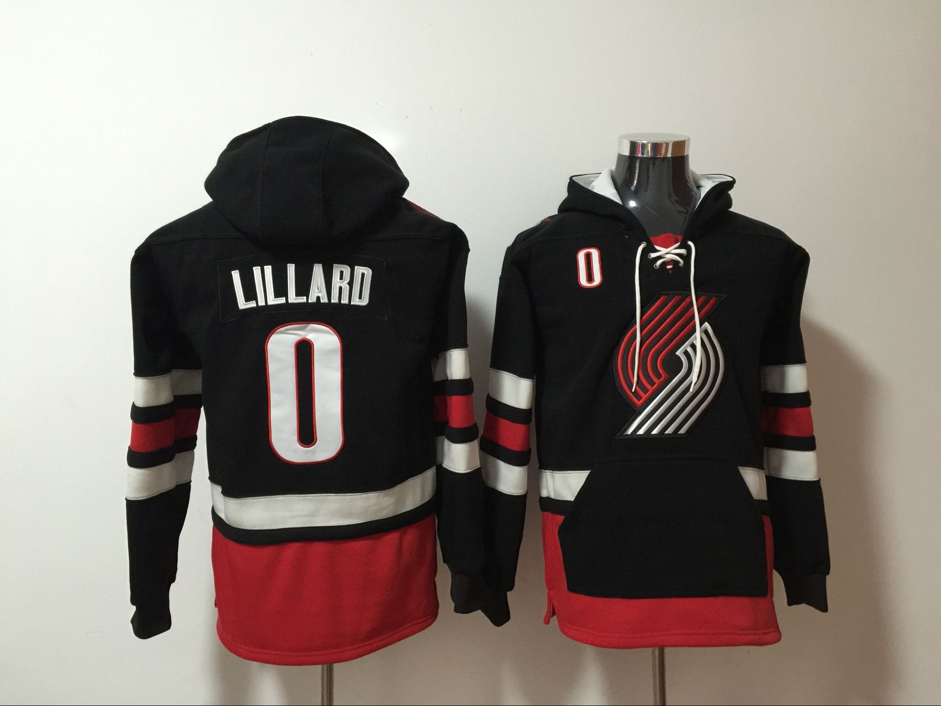 NBA Men Portland Trail Blazers 0 Lillard Black Sweatshirt